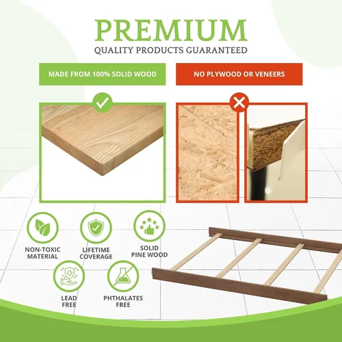 Vista 5 de Kit de conversión de tamaño completo, rieles de cama para cunas convertibles Oxford, Soho, Ozlo y Avalon para bebés, madera maciza, riel de cama