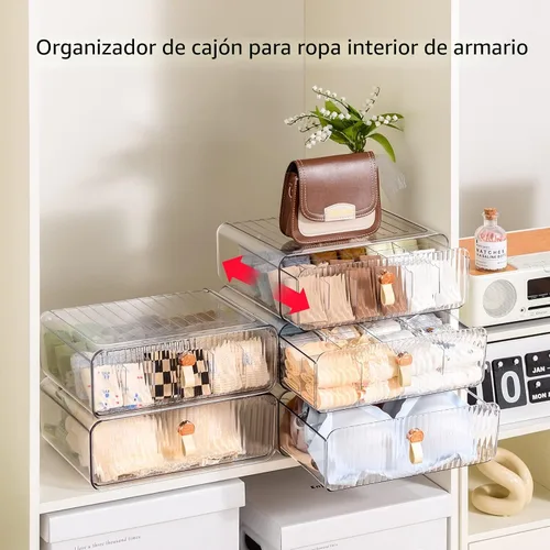 Vista 4 de Organizador de cajones de ropa interior, organizador apilable de brasieres para armario, 1 celda de almacenamiento de brasieres, organizador