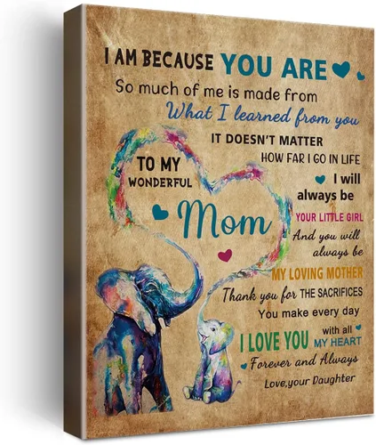 Vista 6 de Wailozco Decoración de pared para mamá, con texto en inglés "To Dear Mom", impresiones en lienzo enmarcadas, regalos para madre de hija