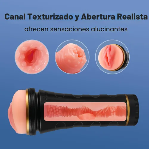Vista 3 de Tracy's Dog® Masturbadores masculinos para adultos, juguetes sexuales realistas con textura de bolsillo, vagina hombre masturbación Stroker (negrura)