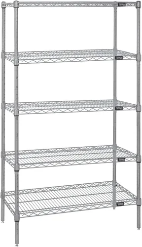 Vista 5 de Quantum Storage Systems WR74-1824BK Kit de inicio para estantería de alambre de 4 niveles de altura de 74 pulgadas, acabado negro, 18 pulgadas