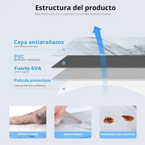 Vista 5 de Art3d Paquete de 102 protectores contra salpicaduras para despegar y pegar Granito blanco