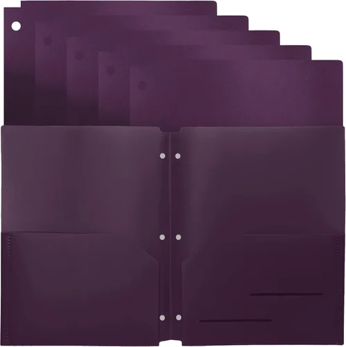 Vista 11 de Youngever Paquete de 6 carpetas de plástico resistente con dos bolsillos, separadores de carpetas con bolsillo, carpeta perforadora de 3 agujeros