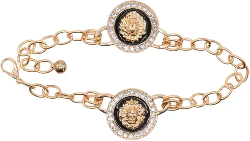 Vista 7 de Trendy Fashion Jewelry Cadena de bota occidental para mujer, pulsera de metal dorado, tobillera de tacón alto, moneda de león, medallón con dije