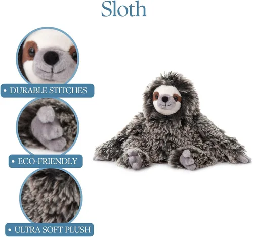 Vista 6 de The Petting Zoo Peluche de perezoso, regalos para niños, animales salvajes del zoológico Onez, juguete de peluche de perezoso de 13 pulgadas