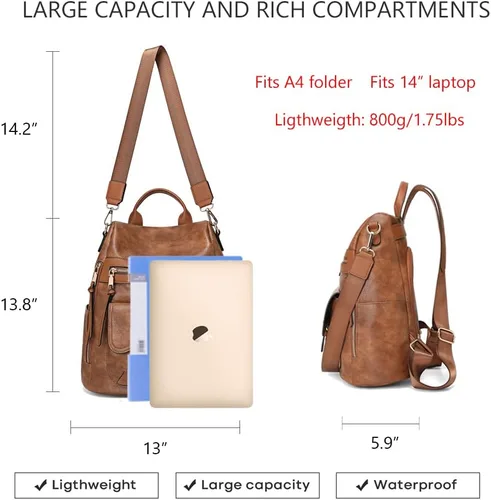 Vista 3 de OUKUPA Laptop Tote Handbag for Women 15.6" Computer Satchels Messenger Bags Backpack Purses Business Work Bag Office Large