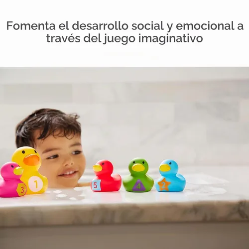Vista 3 de Munchkin Count & Quack Duckies - Juguetes de baño para niños pequeños y bebés, pato y patitos herméticos, niños de 9 meses o más, ayuda a enseñar