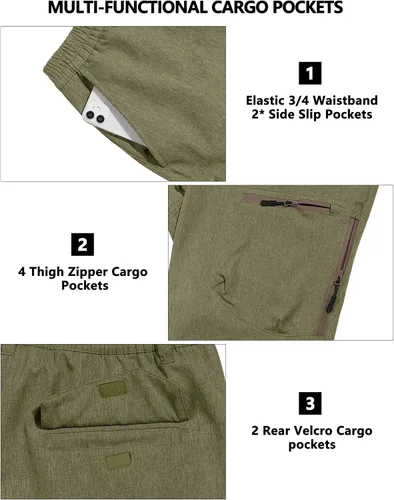 Vista 5 de Little Donkey Andy Men's Windproof Fleece Lined Hiking Cargo Pants Water Repellent Softshell Ski Snow Pants