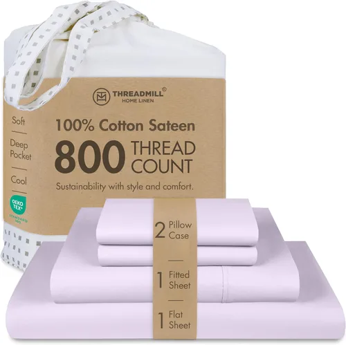 Vista 36 de Threadmill Sábanas para Cama Individual – 800 Número de Hilos Jacquard Celine Gris Oscuro, 100% Algodón Natural Juego de Cama de 3 Piezas a Rayas