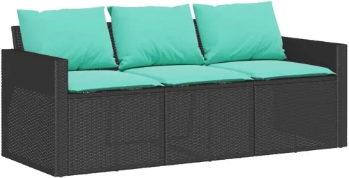 Vista 11 de 3-Seater Patio Sofa Outdoor Poly Rattan Couch Beige