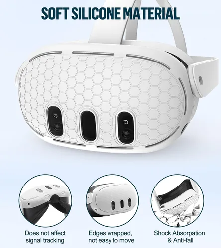 Vista 2 de Silicone Cover Set Compatible with OculusMeta Quest 3, VR Accessories Protective Cover Includes Controller Grips, Front Shell Headset Cover and Face