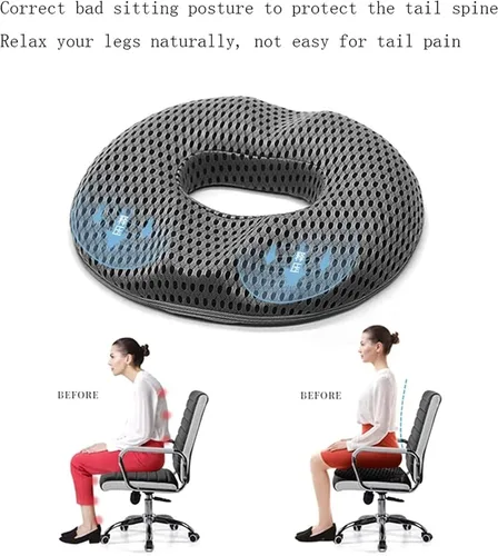 Vista 3 de Cojín hemmoroide para silla de oficina, almohada de alivio del dolor de ciática para sentarse, cojines de espuma viscoelástica prémium para aliviar