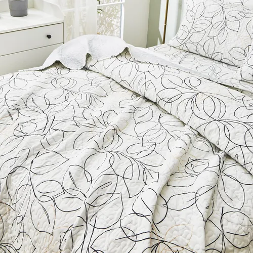 Vista 3 de Tache - Juego de colcha de 3 piezas con diseño de flores, color blanco, tamaño Queen