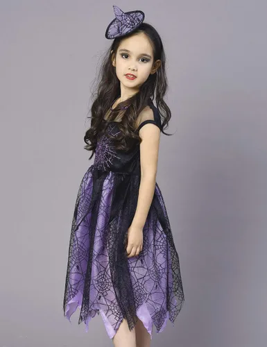 Vista 3 de Disfraz de bruja para niñas, disfraz de araña para niños, disfraz de araña de Halloween