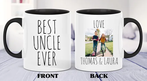 Vista 3 de Taza personalizada con el mejor tío de la historia, taza de foto de sobrina sobrino, regalo del día del padre