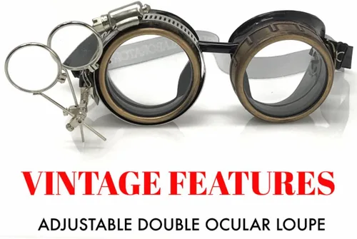 Vista 4 de UMBRELLALABORATORY Gafas de estilo victoriano Steampunk con diseño de brújula y lupa ocular, gafas para rave