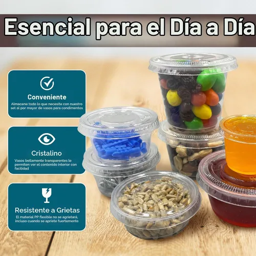 Vista 3 de Reli. Recipientes pequeños de 2 oz con tapas 500 juegos Vasos de plástico