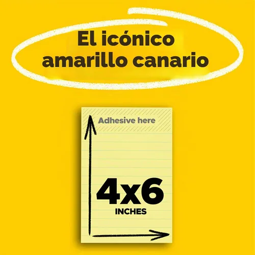 Vista 2 de Post-it Notas súper adhesivas, 4 x 6 pulgadas, 5 blocs, 2 veces el poder de adherencia, amarillo canario, reciclables
