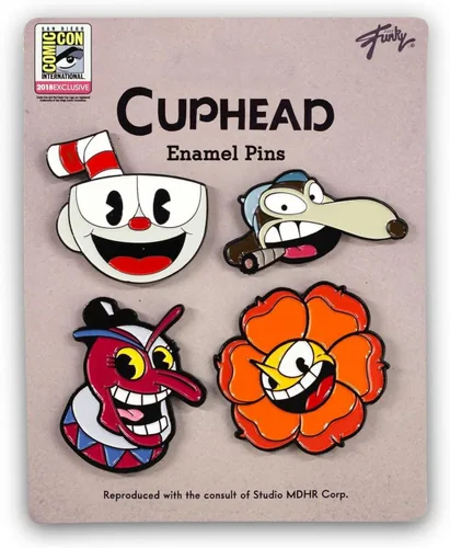 Vista 2 de Cuphead Collectibles Exclusivo juego de 4 pines esmaltados Cuphead