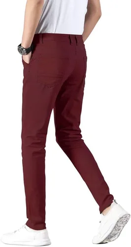 Vista 2 de Plaid&Plain - Pantalones de color caqui elásticos y ajustados para hombre