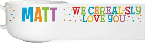 Vista 9 de Let's Make Memories Cuenco de cerámica personalizado de gran tamaño, capacidad para 32 onzas, con asa, color azul