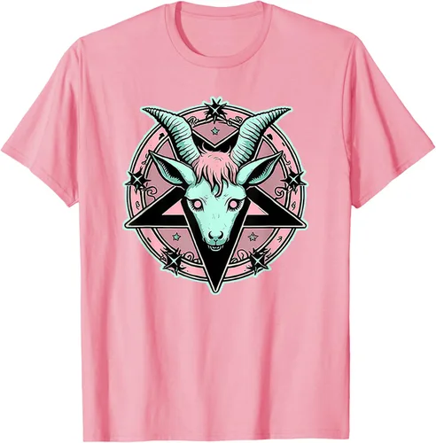 Vista 96 de Camiseta Kawaii Paste Creepy Goat Pentacle, Negro