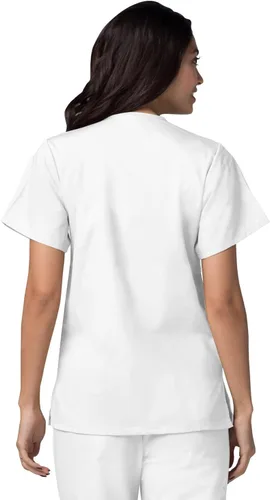 Vista 3 de Adar - Conjunto de uniforme médico universal para mujer con parte superior frontal y pantalones con múltiples bolsillos