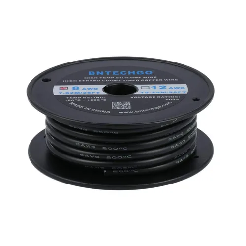 Vista 2 de Bntechgo 8 alambres de silicona suave y flexible, silicona resistente a altas temperaturas, altamente eficiente 8 AWG calibre, 1650 hilos de alambre