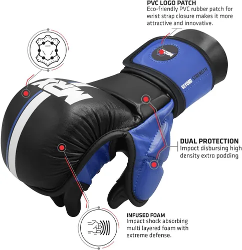 Vista 2 de MMA Sparring Pro - Guantes con palma ventilada abierta, guantes de artes marciales adecuados para hombres y mujeres, lucha contra jaula de kara