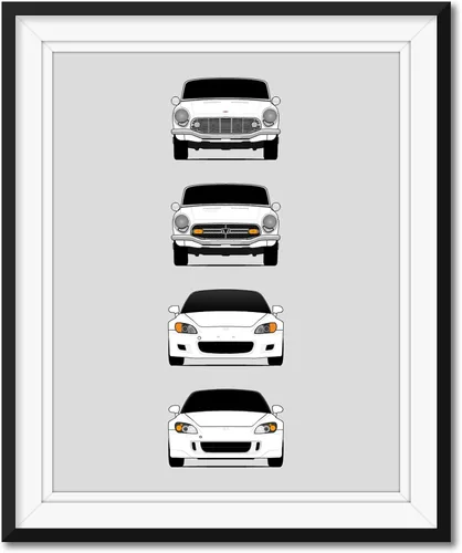 Vista 15 de Custom Car Posters Póster hecho a mano compatible con Acura (perfil lateral), decoración de lo mejor de las generaciones de Acura, historia 10C.