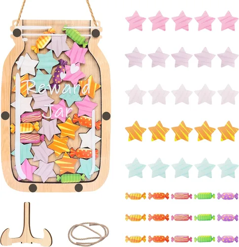 Vista 9 de Tarro de recompensa magnético personalizado con estrellas, tarro de recompensa para el aula para niños, tabla de comportamiento del sistema