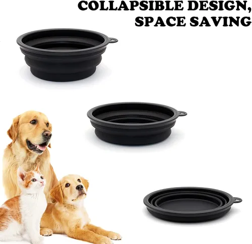 Vista 2 de Paquete de 2 cuencos de viaje para perros pequeños, cuencos plegables para agua para gatos, plato portátil para alimentación de mascotas