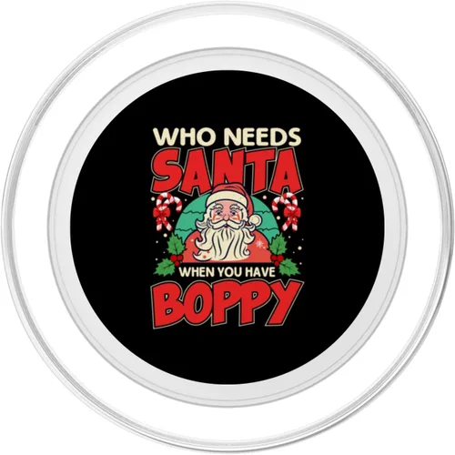 Vista 2 de Who Needs Santa When You Have Boppy Santa Claus Xmas PopSockets MagSafe PopGrip for iPhone