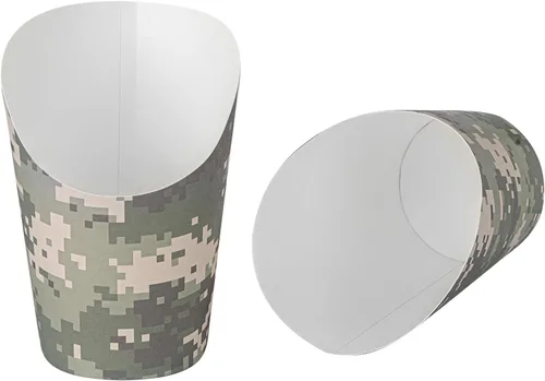 Vista 15 de Restaurantware Bio Tek - Recipientes de papas fritas de 12 onzas, 100 tazas desechables de charcutería, diseño inclinado, redondo, a rayas