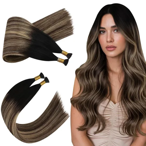 Vista 30 de Ugeat - Extensiones de cabello humano con microanillo, 14 pulgadas, extensiones de cabello Remy con microcuentas de 1 gm/hebra, 50 gms, extensiones