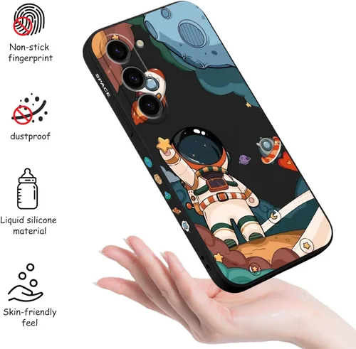 Vista 5 de LEECG Funda protectora para Samsung Galaxy S23, patrón de astronauta a prueba de golpes, anticaídas, para Samsung S23, negro astronauta