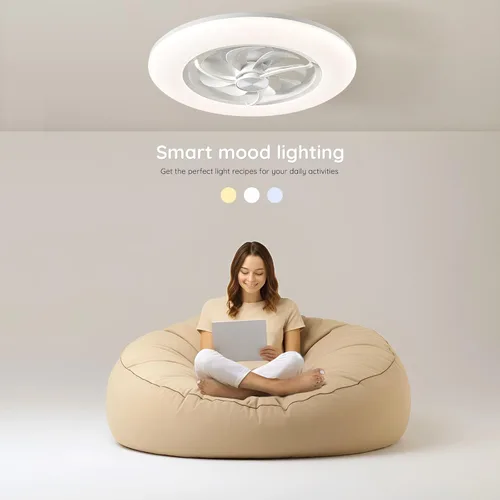 Vista 3 de Ventiladores de techo con luces Orison - Ventilador de techo de perfil bajo con luz Ventiladores de techo LED regulables de 22.4" con control