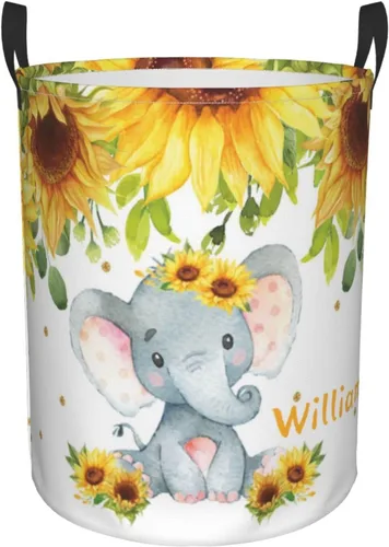 Vista 15 de Cesta de lavandería personalizada con diseño de jirafa, león y flores rosadas, con asas, impermeable, para decoración de dormitorio y baño.