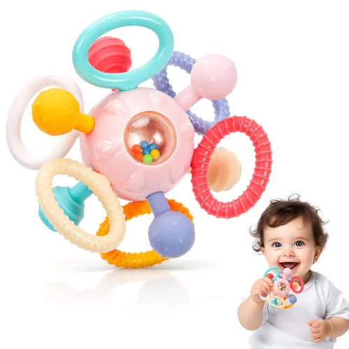 Vista 9 de Juguetes de dentición para bebés, mordedores para bebés, juguetes sensoriales Montessori para 0-6 6-12 meses, regalos para niños de 1 año, niños