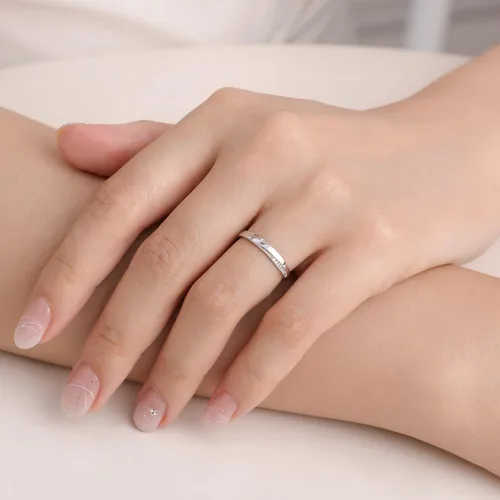Vista 7 de Meissa 2 anillos de pareja para hombres y mujeres de plata de ley 925, anillos de boda anchos, tamaño ajustable, anillo de promesa a juego, anillos