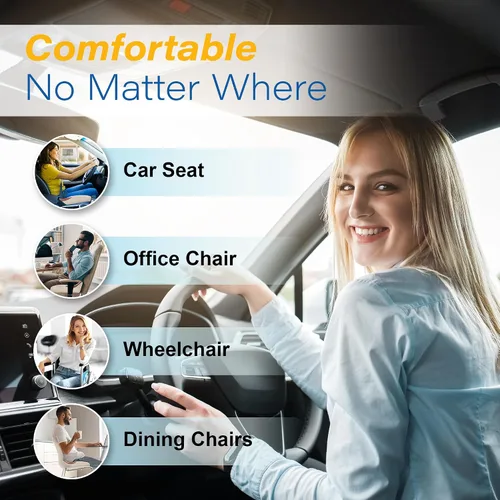 Vista 9 de Cojín de asiento de coche: cojín ergonómico de espuma viscoelástica para aliviar el dolor de ciática, almohada de asiento de conducción más grande