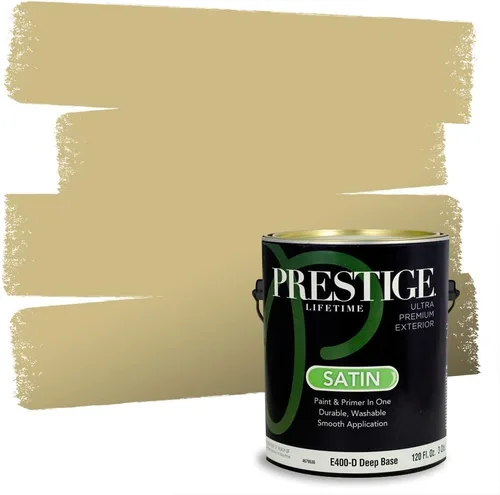 Vista 87 de PRESTIGE Pinturas de pintura exterior e imprimación en uno, 1 galón, plano, combinación comparable de Benjamin Moore* Manzanilla*