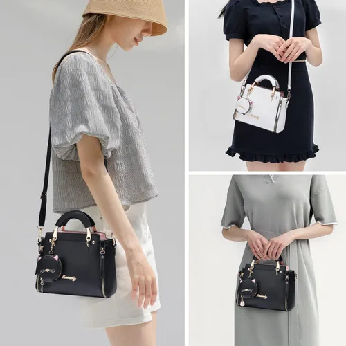 Vista 4 de XIAOYU Monederos y bolsos de moda para mujer, de cuero, con asa superior, bolsos de hombro pequeños