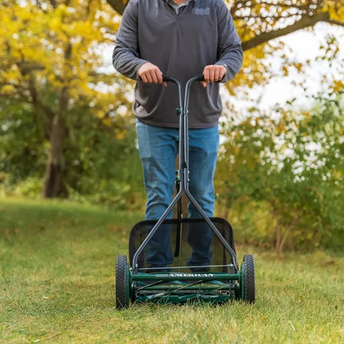Vista 97 de American Lawn Mower Company 1204-14 Cortacésped de carrete de empuje de 4 hojas de 14 pulgadas, color rojo