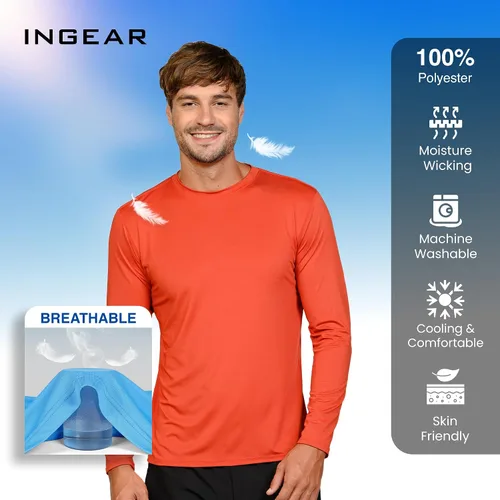 Vista 4 de INGEAR Mens UPF 50+ Long Sleeve Sun Shirt Quick-Dry UV Protection Rash Guard for Fishing, Hiking Swimming & Outdoor Sports
