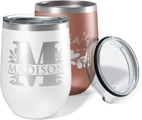 Vista 14 de Regalos para el Día de la Madre para mamá, vaso de vino personalizado con tapa, 12 onzas, negro, regalos personalizados para mujeres, vasos aislados