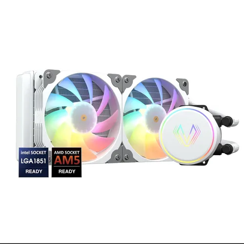 Vista 10 de Vetroo V240 Enfriador líquido negro de CPU de 9.449 in bomba RGB direccionable y ventiladores PWM 250 W TDP AIO refrigeración por agua