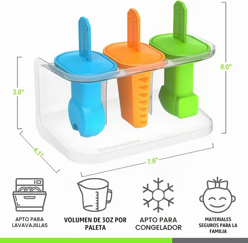 Vista 7 de Dinneractive Play Pop Popsicle Molds - Juego de 3 herramientas temáticas - Moldes de silicona reutilizables para paletas de bricolaje para niños