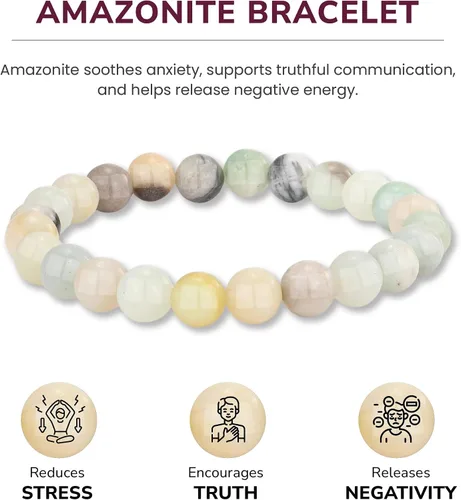 Vista 34 de Crystal Vibe Pulseras de cuentas de 0.315 in para mujeres y hombres, pulseras de cristal con piedras preciosas naturales, tamaño elástico ajustable