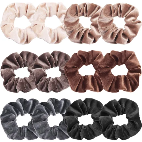 Vista 9 de IVARYSS Coleteros para mujer, 12 coleteros de terciopelo negro para el cabello, soporte suave para coleta de caballo para niñas, bandas elásticas